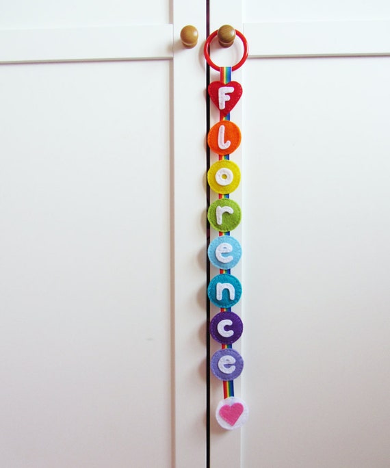 Personalised rainbow baby wall hanging by MadeByEdenGrace on Etsy