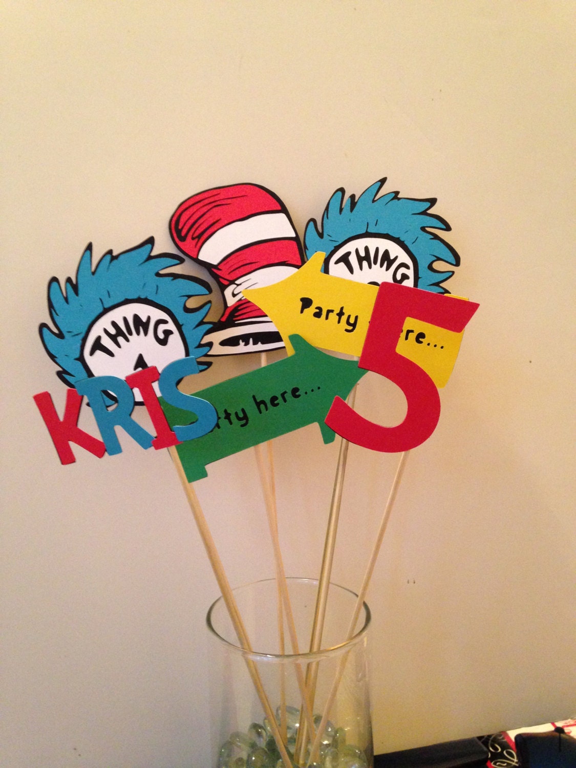 Dr Seuss inspired Center piece personalizedThing 1 Thing 2