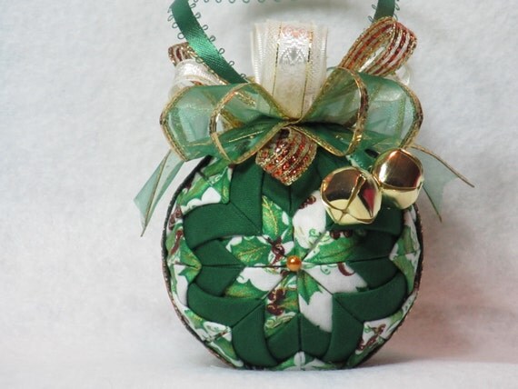 quilted christmas ornament no sew white with green holly quilted christmas ornament no sew white with green holly