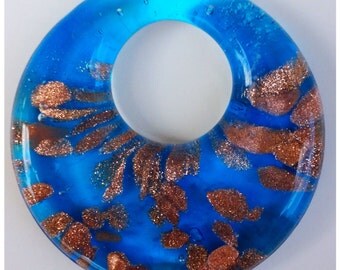 TURQUOISE and COPPER Glass Pendant