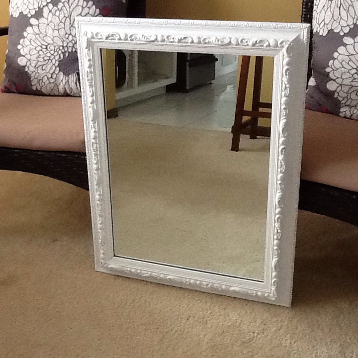 White shabbychic transitional cottage style mirror by Adornified
