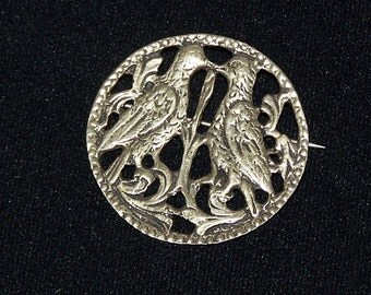 Unique Kissing Birds Brooch