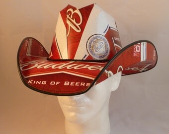 Beer Box Cowboy Hats. Made from recycled Budweiser beer boxes. Beerhat.