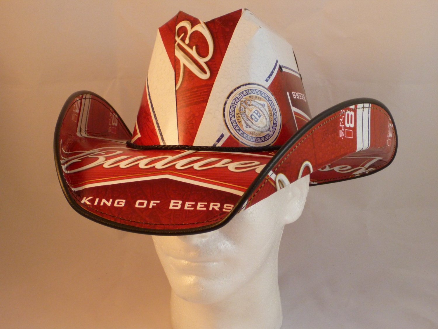Beer Box Cowboy Hats. Made from recycled Budweiser beer boxes.