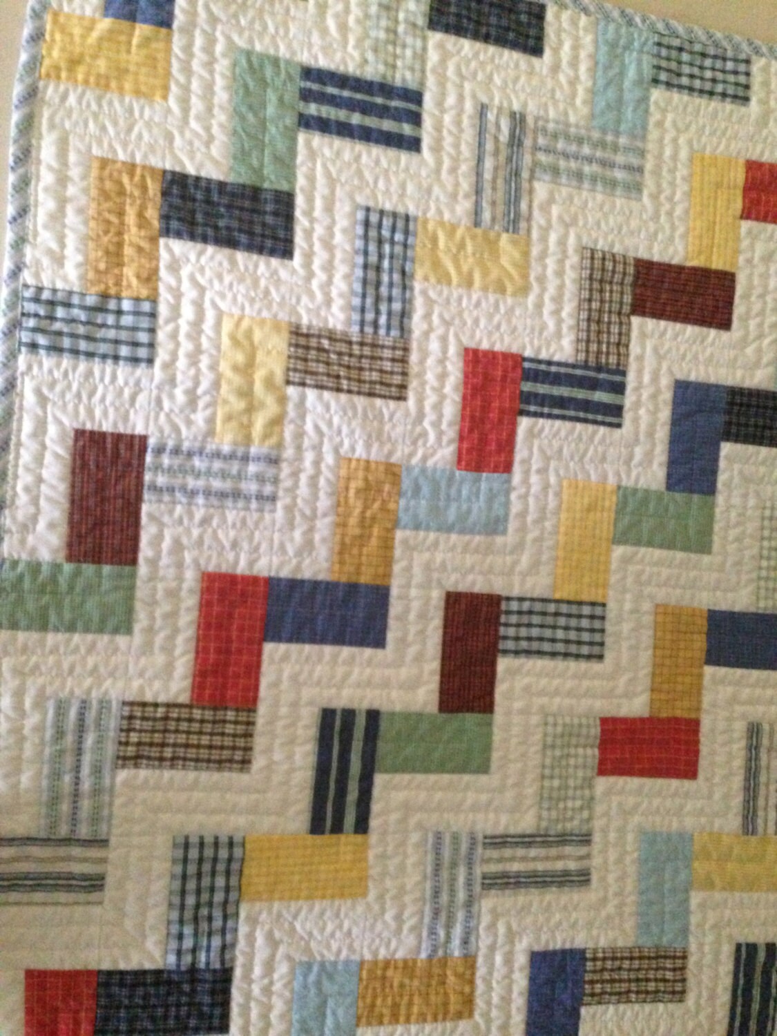 Baby Quilt  Made from re cycled Mens Dress  Shirts 