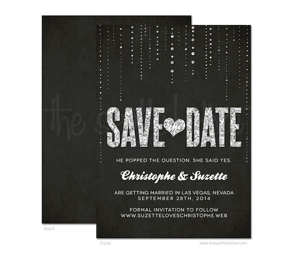 Glitter Look Wedding Save The Date Announcements - DIY Printable or Printed Invitations Il_570xn