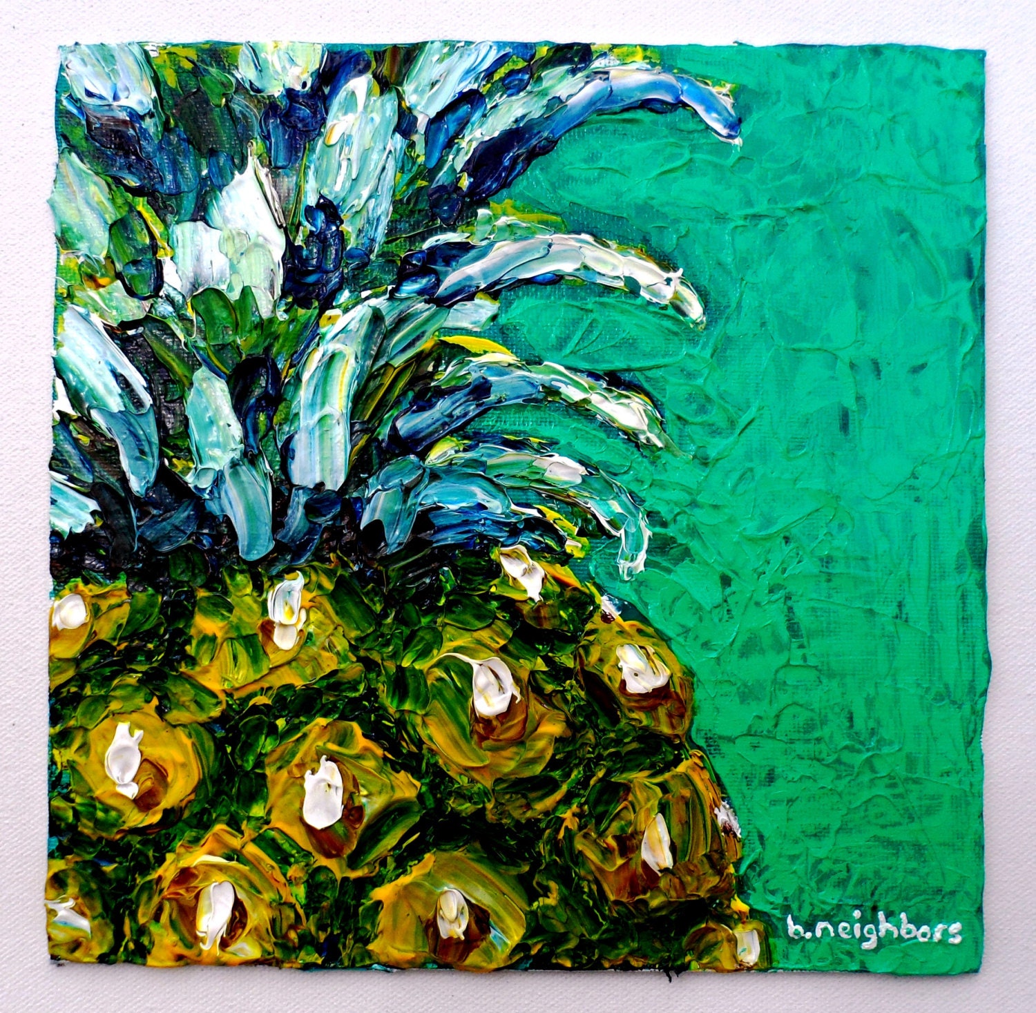 Tropical Acrylic Painting on Canvas Panel Original Art