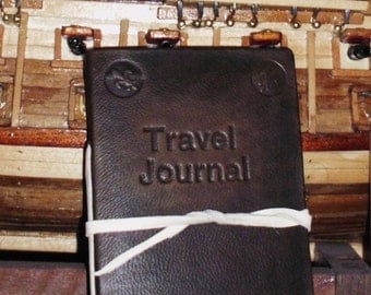 Italian handmade leather travel journal - engraved