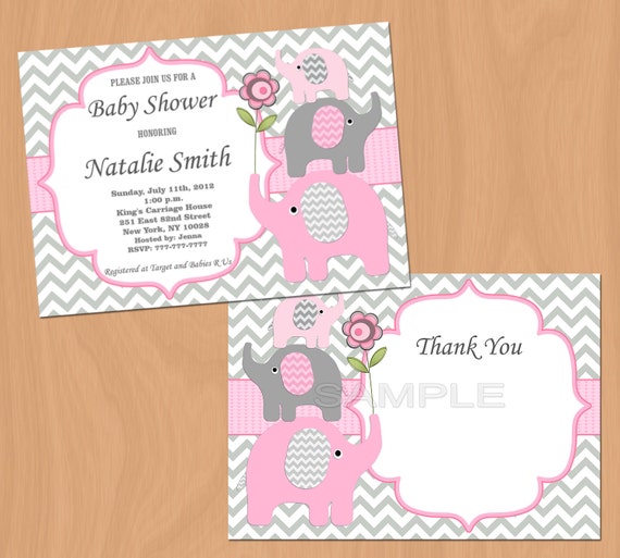 wording elephant baby shower invitation Girl Girl Baby Shower Baby Shower Invitation Elephant Baby Invitation