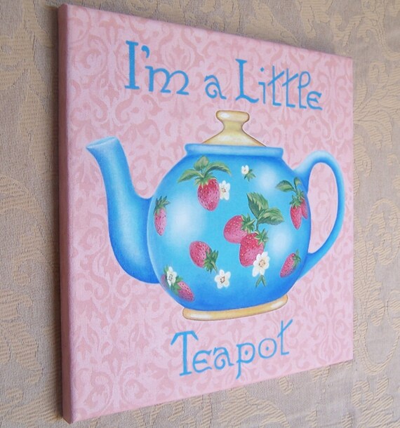 Little teapot original painting acrylic by GlendaOkievStevens