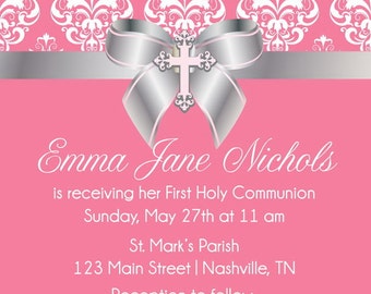 Boy Kneeling First Communion Invitation by AnnounceItFavors