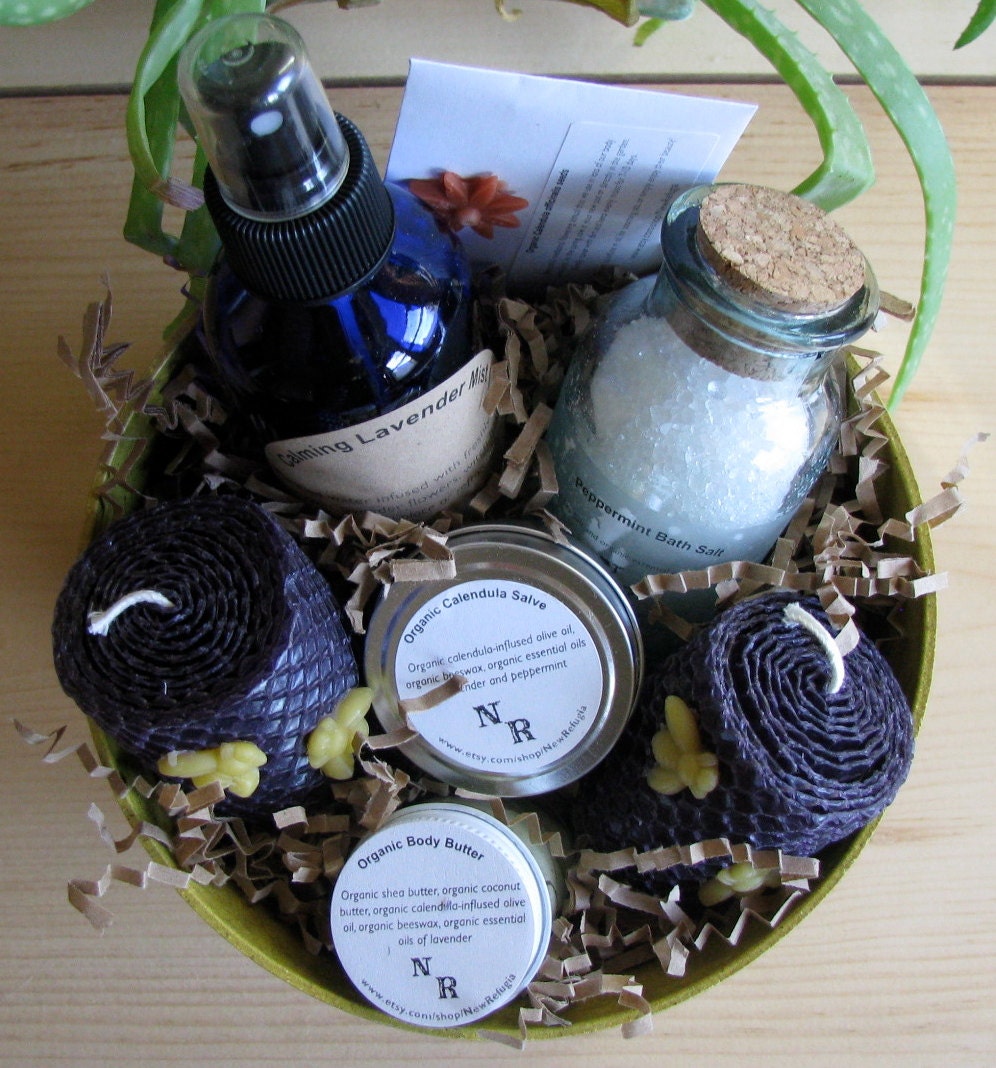 Organic Bath and Body Gift Basket 'planted' in a by NewRefugia