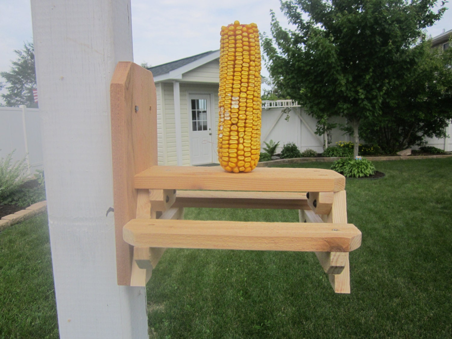 Squirrel feeder-picnic table-yard art-corn by ...