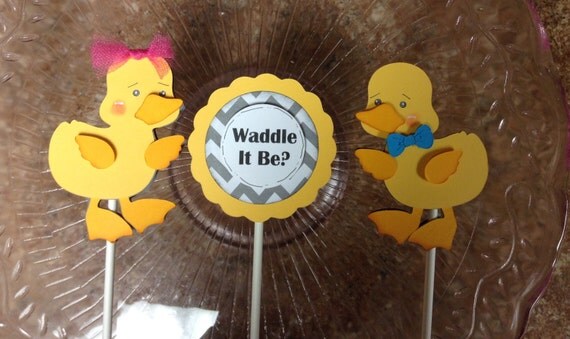 Waddle It Be Gender Reveal Cupcake Pokes