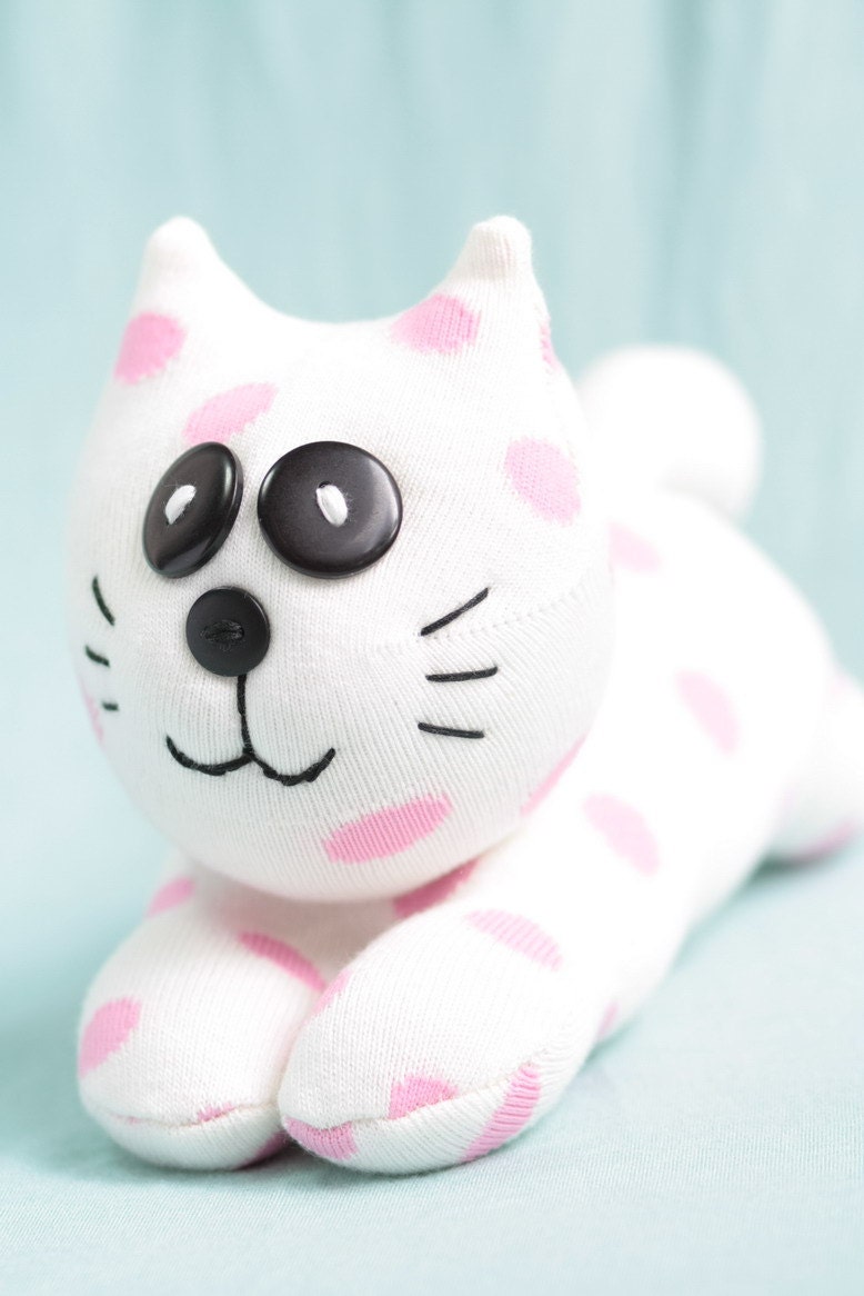 Handmade plush Sock Cat stuffed animal by Toyapartment