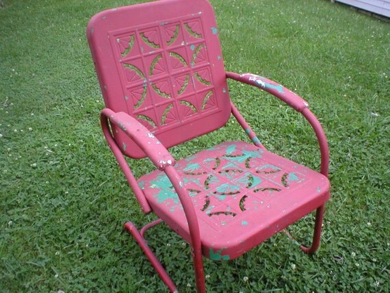 Vintage Metal Porch Glider Piecrust Bouncy Chair