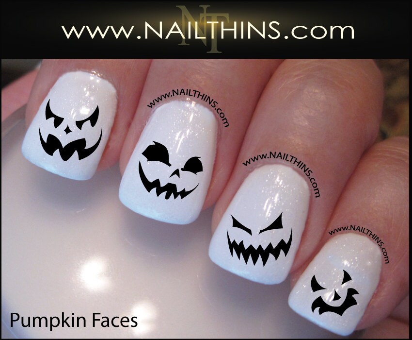 Pumpkin Nail Decal Halloween Nails Jack O Lantern by NAILTHINS