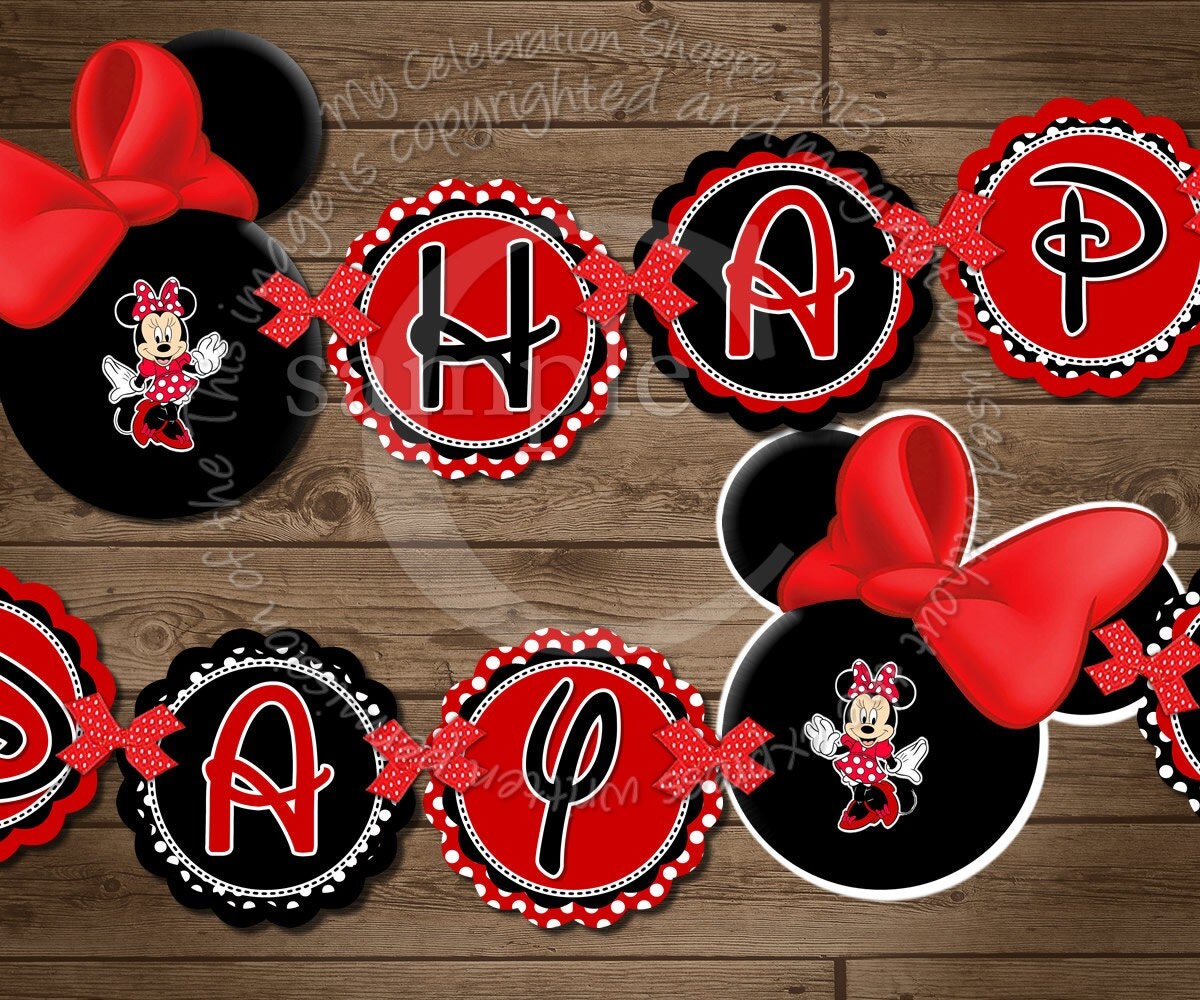 minnie mouse happy birthday banner minnie mouse red polka dot