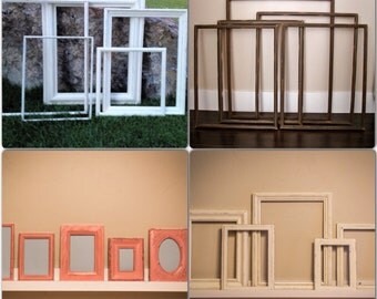 Set Of 5 Frames WITH glass and backing- You choose SIZING and COLORS wall hanging rustic wedding decor distressed frames wedding frames