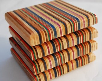 Reclaimed Skateboard Drink Coasters
