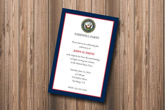 Military Navy Army Marines Air Force Coast Guard Farewell Party Invitation (all branches available) - DIY Personalized Printable Invitation Il_570xn
