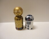 R2D2 and C3PO Star Wars Wooden Peg Dolls