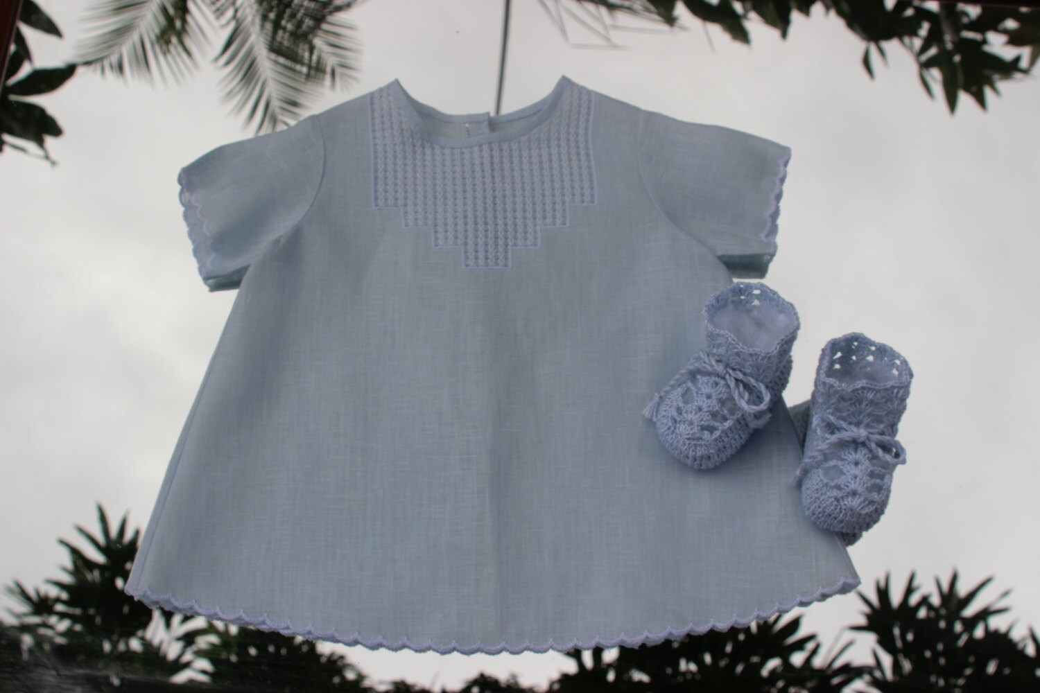 Baby Blue Day Gown for Baby Boy 03 months by AjuarParaElBebe
