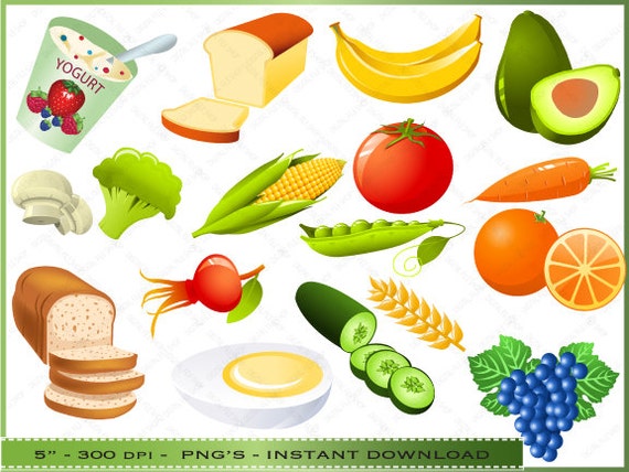 Items similar to Food Clipart Clip Art of Healthy Foods 