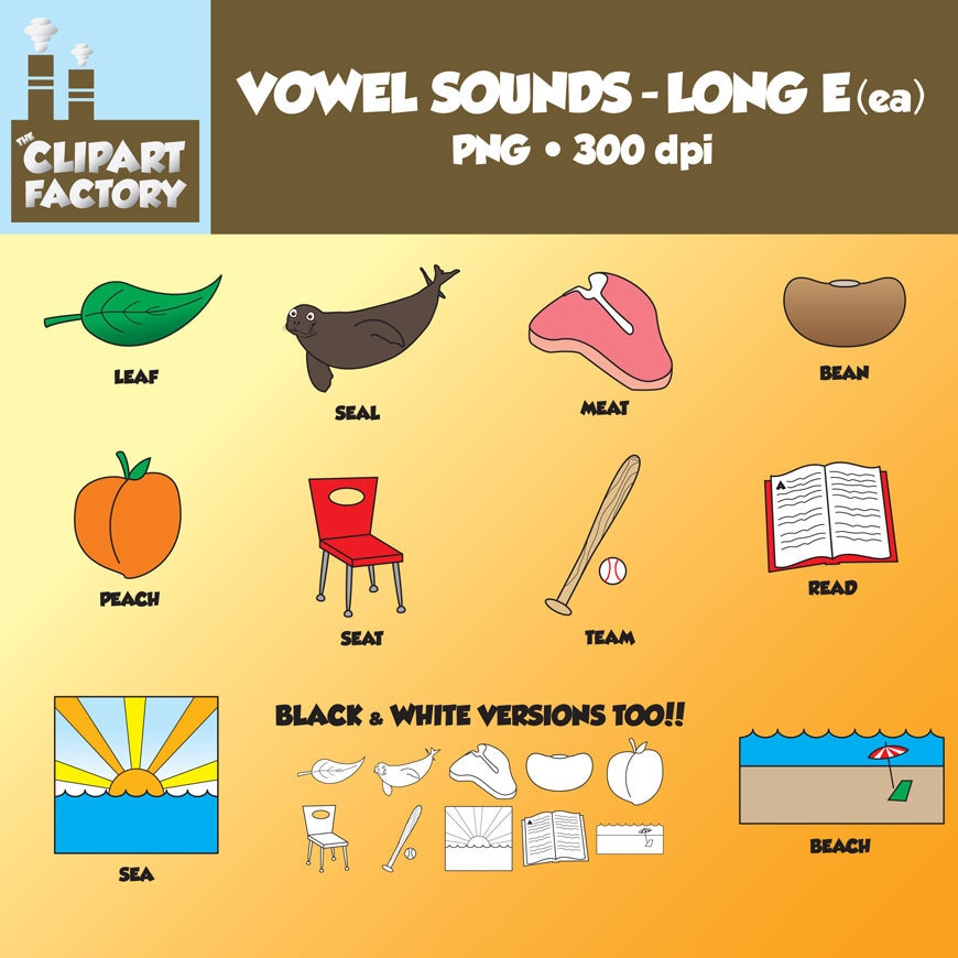 Clip Art Vowel Sounds Long EeaImages for words with long e