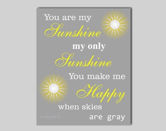 You Are My Sunshine Wall Art - My Sunshine Nursery Quote - You Are My Sunshine Print - Modern Nursery Print Playroom Art - Choose Colors