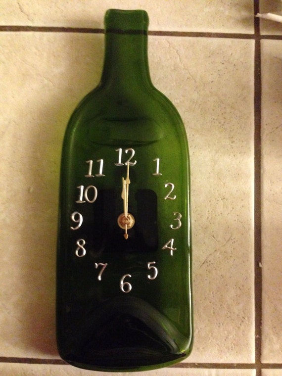 Wine Bottle Wall Clock by MaryannzGlassWorks on Etsy