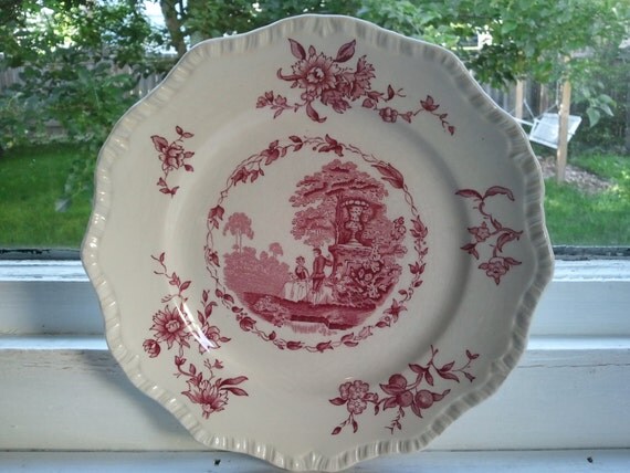 Masons Watteau Pink Red Ironstone China Salad Plate 8