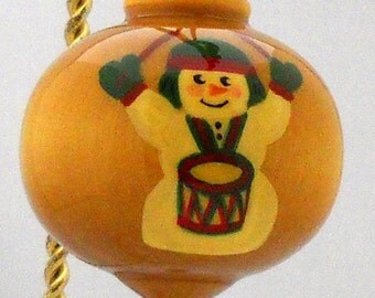 Snowman Drummer Boy Christmas Ornament, Hand Painted Wood Ornament, WBO-37