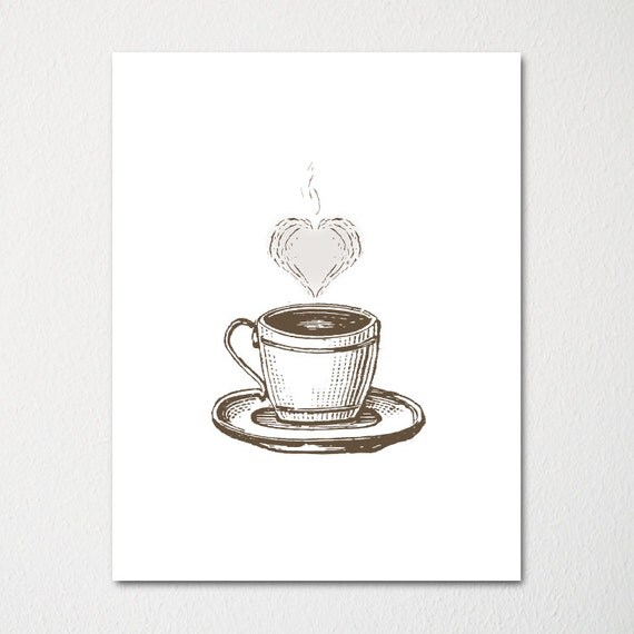 Items similar to Vintage Style Coffee Cup Art Print / Great Gift for any Occasion / Choice of