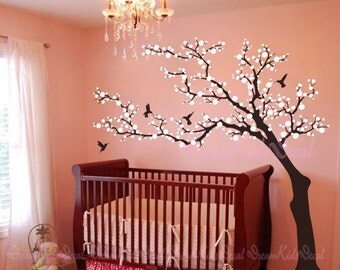 Tree wall Decal Wall Sticker Baby Nursery Decals-Cherry Blossoms Tree Decal wih Hummingbird-DK107