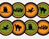 Halloween circle cupcake toppers printable spooky halloween theme rounded party labels decoration INSTANT DOWNLOAD orange green purple black Il_170x135