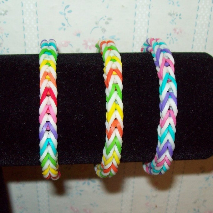 Rainbow Loom Rubber Band Bracelet Rainbow Colors Fishtail