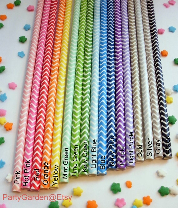 30 Chevron Paper Straws - Your Choice of Colors - Mix and Match - With Free Printable DIY Flags Il_570xn