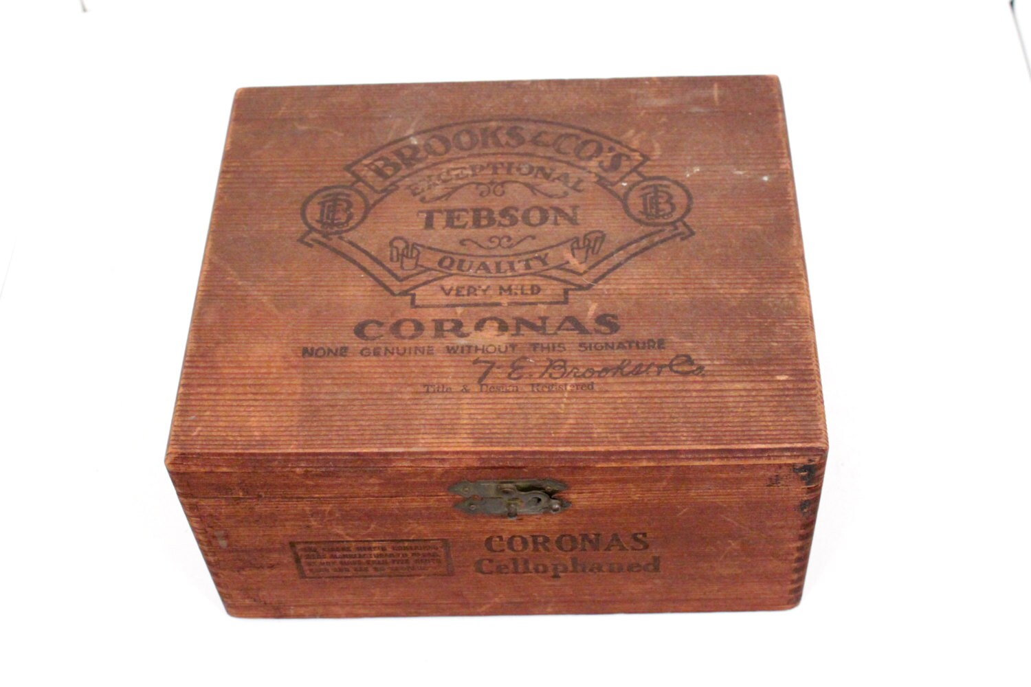 Vintage Wooden Cigar Box Brook's & Co. Corona 5 Cent