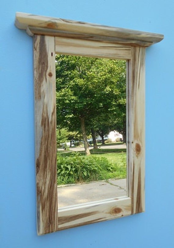 Rustic Wall Mirror Natural Pine Framed Mirror Red Pine