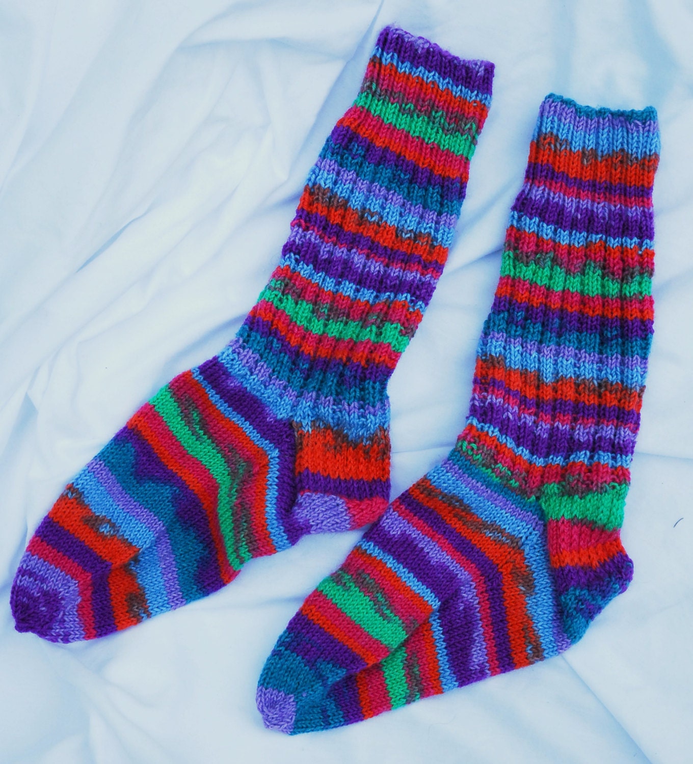 Socks Hand Knit Size 7 to 8 by JennyLinCreations on Etsy