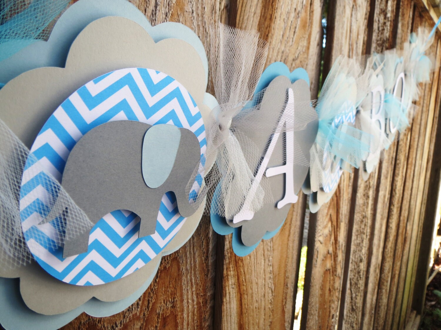 Its a boy Elephant chevron banner baby Shower banner Blue and