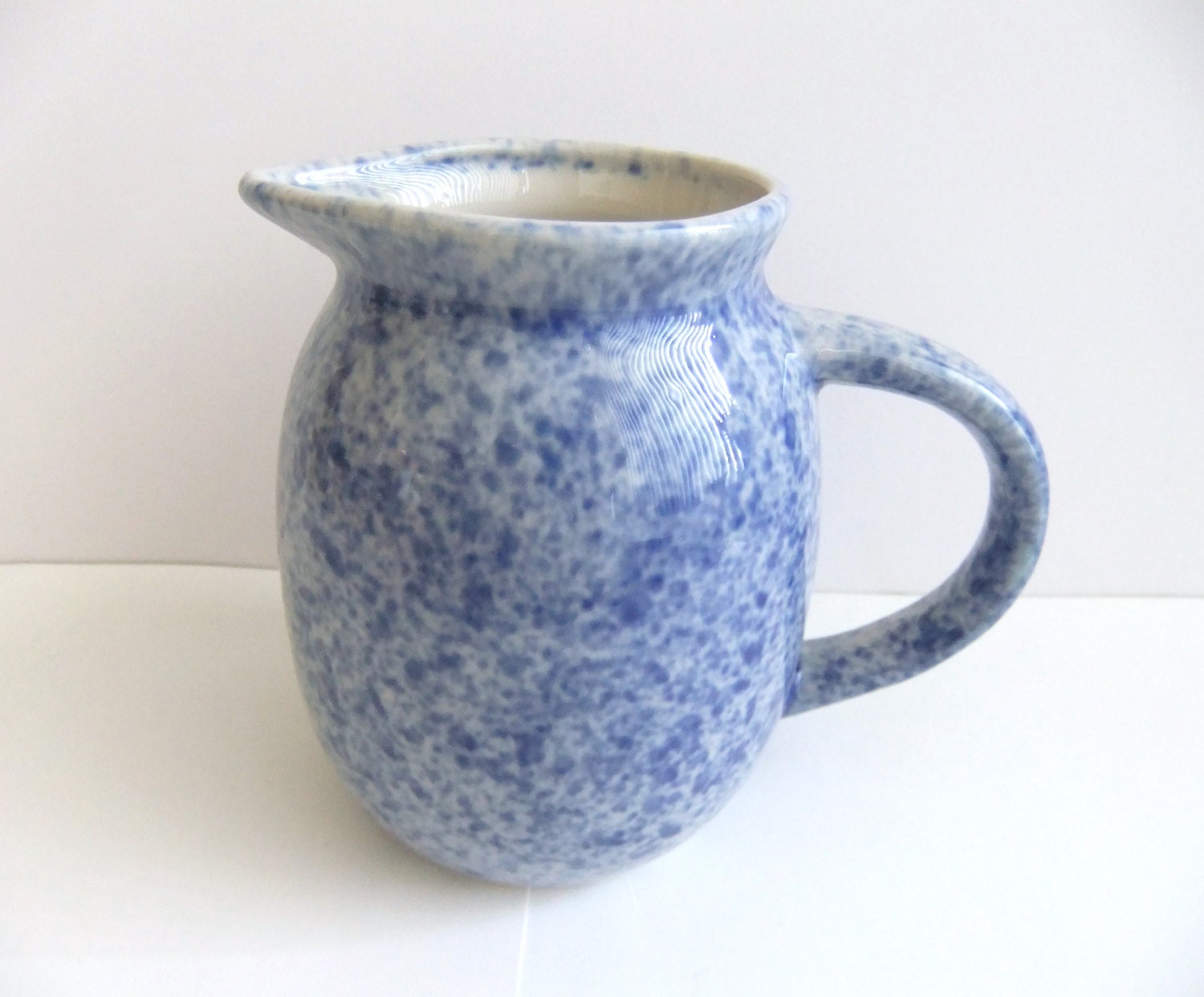 Vintage Blue Pottery Vase Country Decor Blue Pitcher