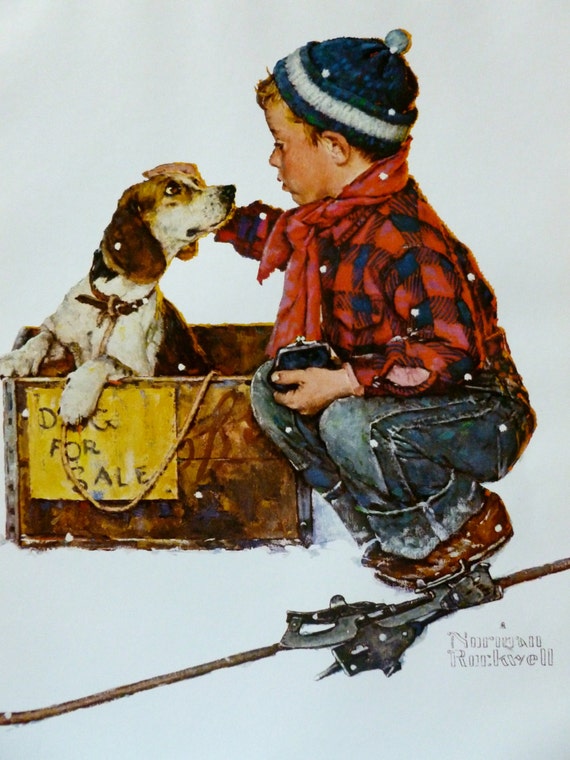 Norman Rockwell Poster Dog for Sale Winter 1958 The Best of