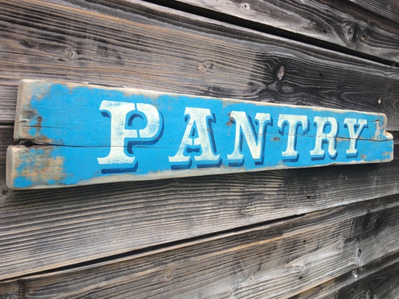 Driftwood Sign, Pantry Sign, Country Kitchen Decor, Blue Wall Art,