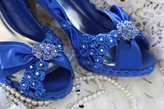 royal blue lace heels