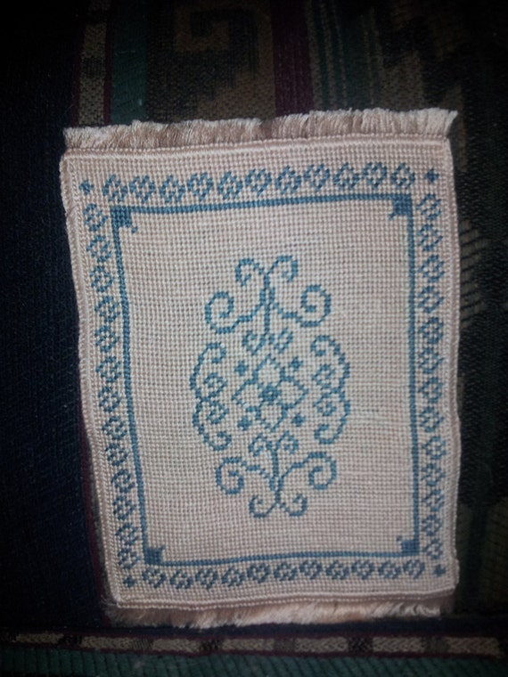 Hand Embroidered Miniature Rug by ragdollsetc on Etsy