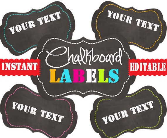 Chalkboard Labels Printable Labels INSTANT and EDITABLE