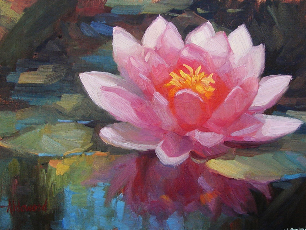 Original Oil Painting Water Lily