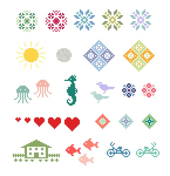 Small Motif Collection Cross Stitch Patterns Instant
